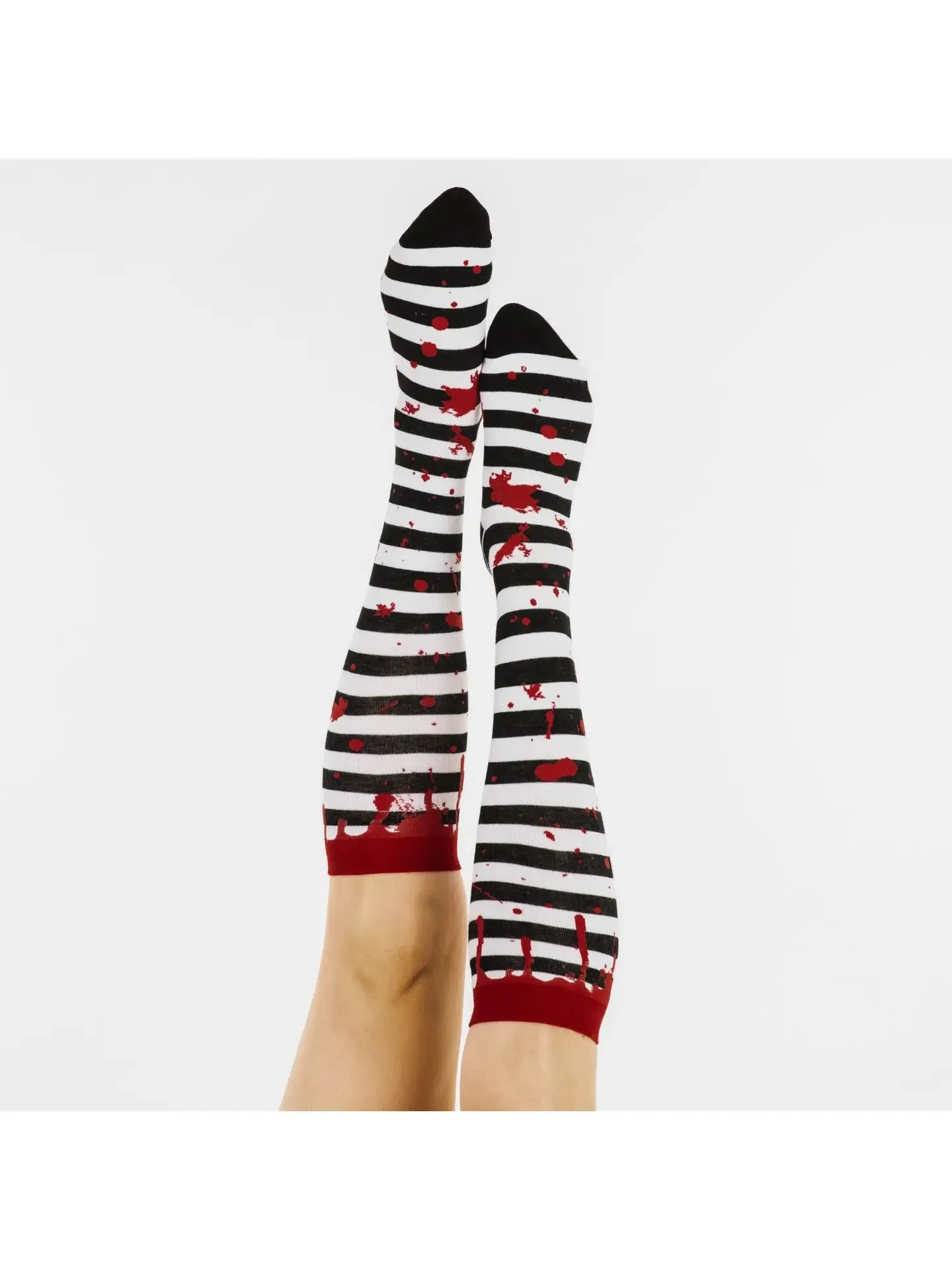 Striped Blood Spatter Knee High Socks