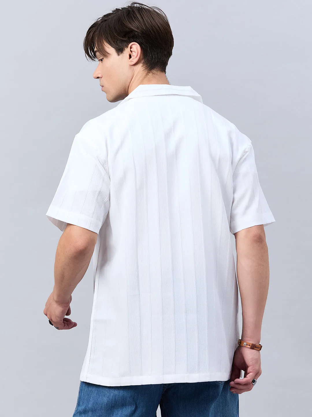 Style Quotient Men White Dropped Shoulder solid Shirt