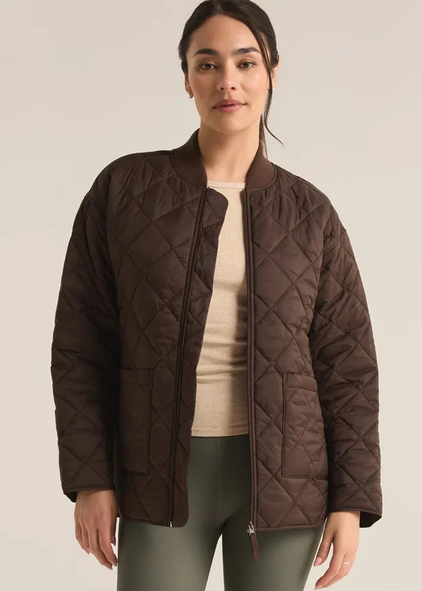 Sunrise Quilted Bomber Jacket - Coffee Bean