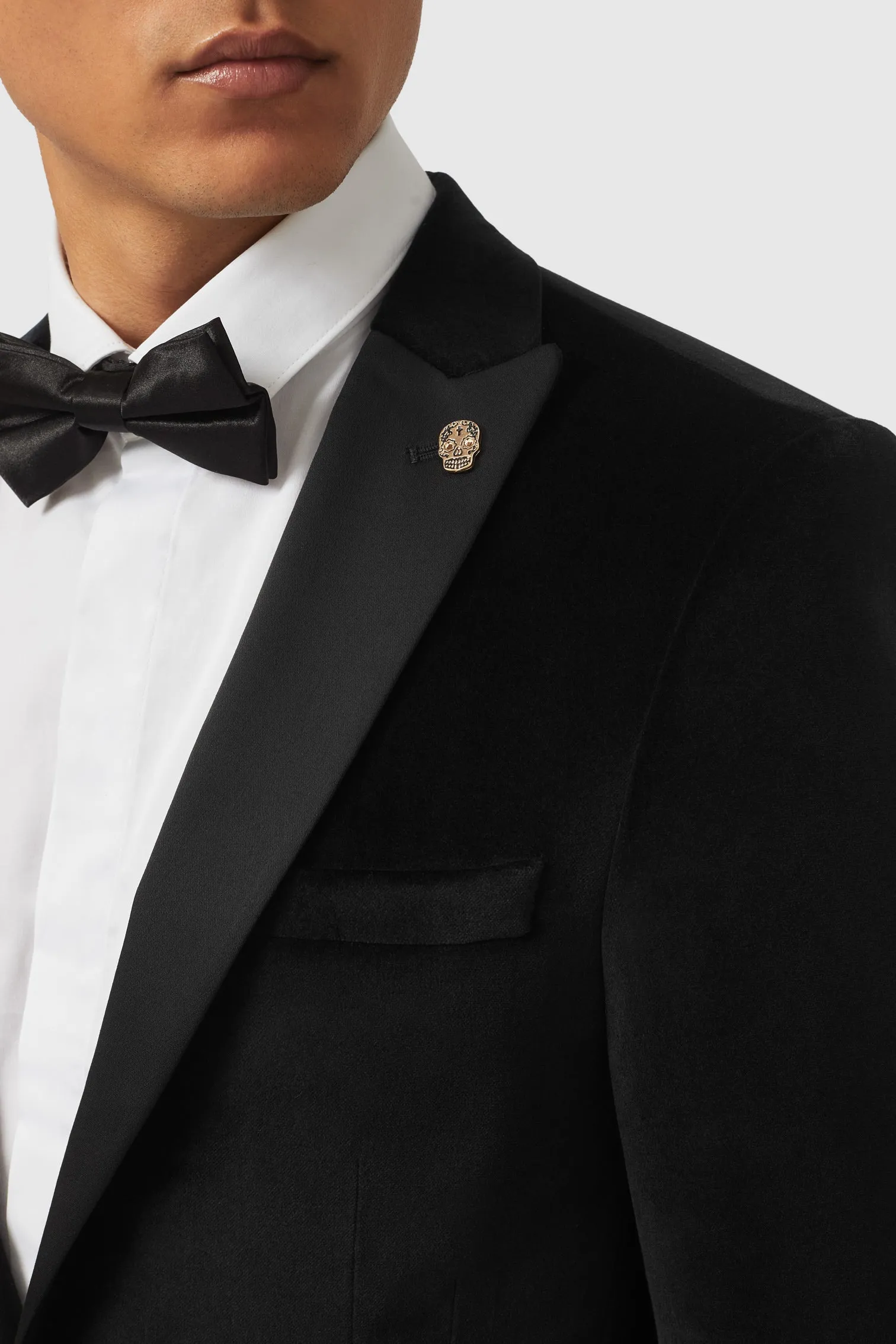 Sylvester Skinny Fit Black Velvet Tuxedo Jacket