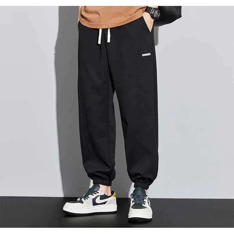 Tapered Knitted Slant Pocket Solid Color Sweatpant