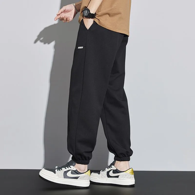 Tapered Knitted Slant Pocket Solid Color Sweatpant