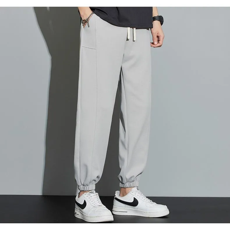 Tapered Knitted Slant Pocket Solid Color Sweatpant