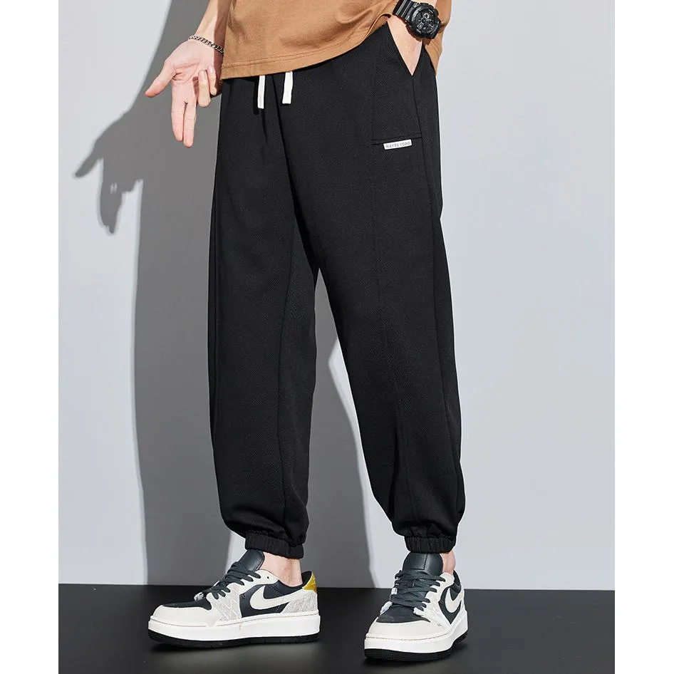 Tapered Knitted Slant Pocket Solid Color Sweatpant