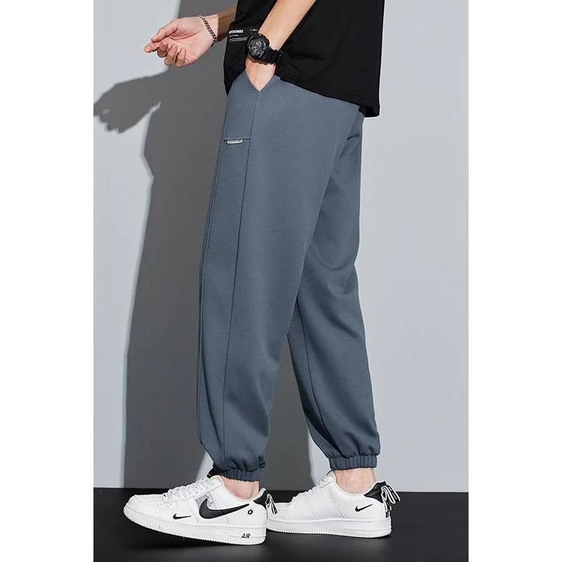 Tapered Knitted Slant Pocket Solid Color Sweatpant