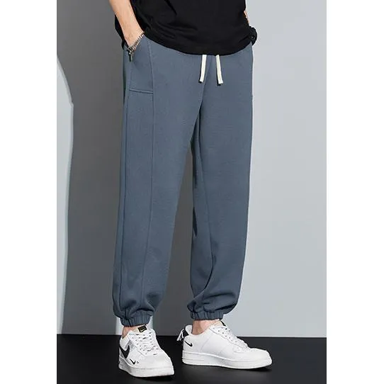 Tapered Knitted Slant Pocket Solid Color Sweatpant