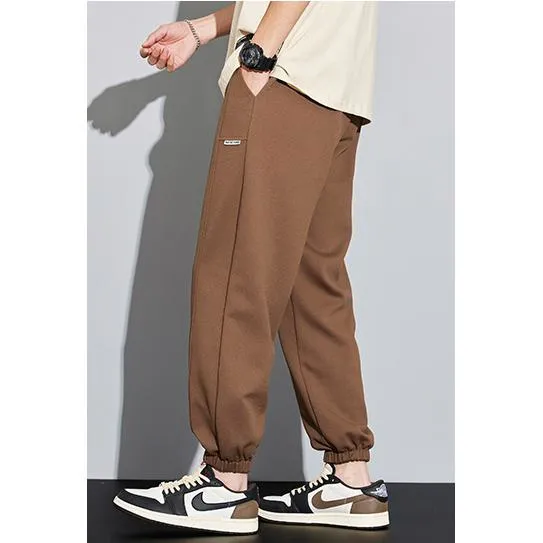 Tapered Knitted Slant Pocket Solid Color Sweatpant