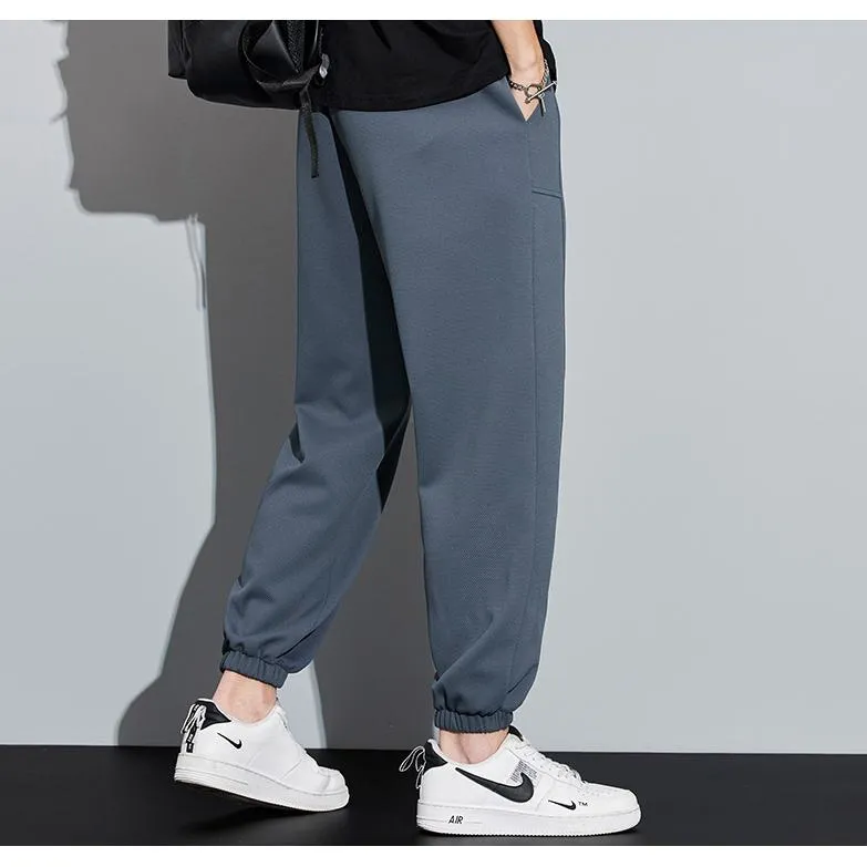 Tapered Knitted Slant Pocket Solid Color Sweatpant