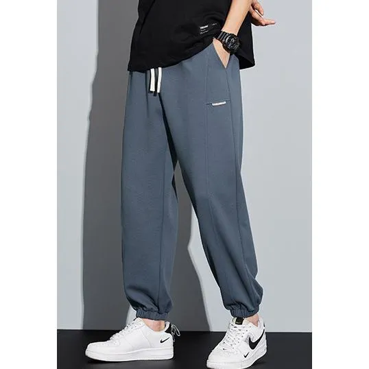 Tapered Knitted Slant Pocket Solid Color Sweatpant