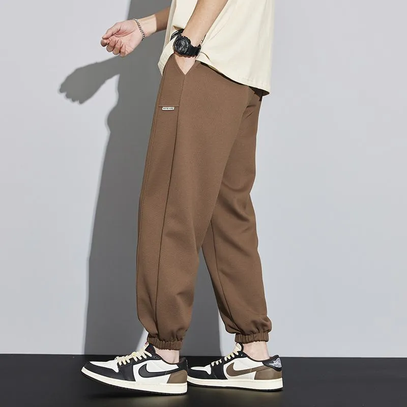 Tapered Knitted Slant Pocket Solid Color Sweatpant