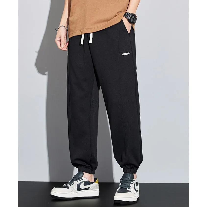 Tapered Knitted Slant Pocket Solid Color Sweatpant