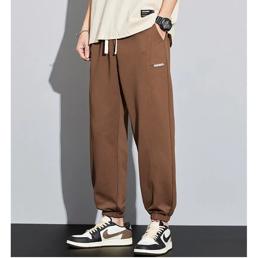 Tapered Knitted Slant Pocket Solid Color Sweatpant