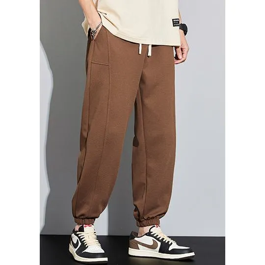 Tapered Knitted Slant Pocket Solid Color Sweatpant