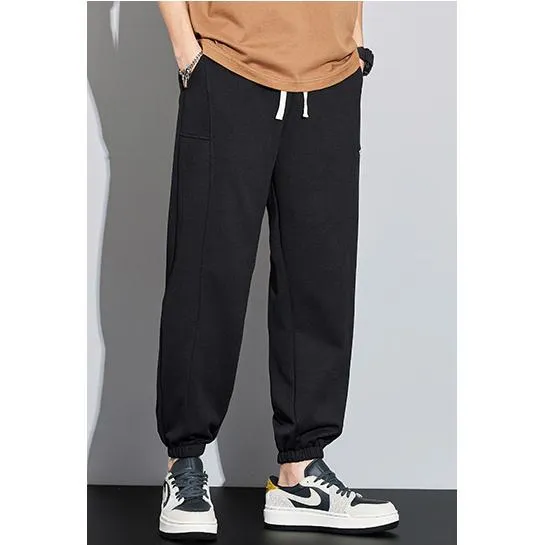 Tapered Knitted Slant Pocket Solid Color Sweatpant