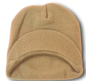 TopHeadwear Cuffless Jeep Visor Winter Beanie - Beige