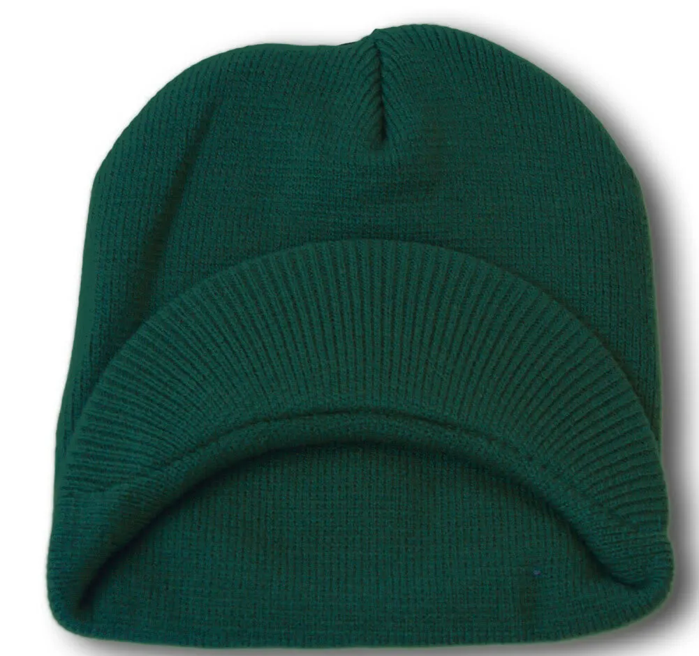 TopHeadwear Cuffless Jeep Visor Winter Beanie - Dark Green