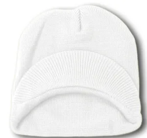 TopHeadwear Cuffless Jeep Visor Winter Beanie - White