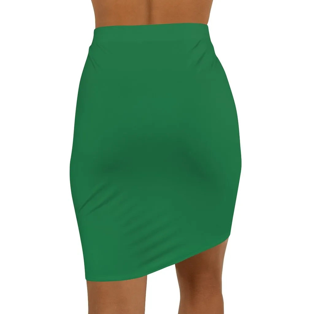 Uniquely You Womens Pencil Skirt / Green Stretch Mini