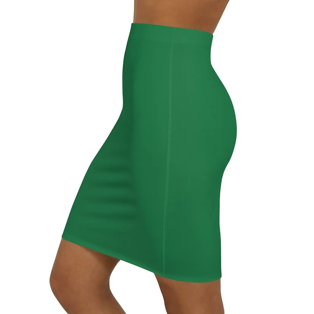 Uniquely You Womens Pencil Skirt / Green Stretch Mini