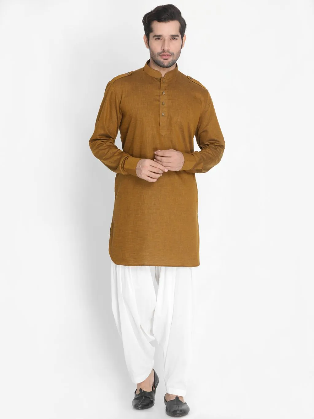 VASTRAMAY Brown Cotton Kurta Patiala Set