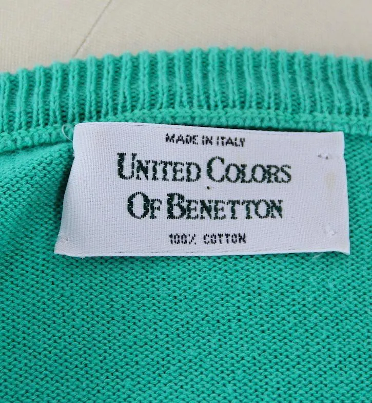 Vintage 1980s Benetton Green Knit Sweater Dress