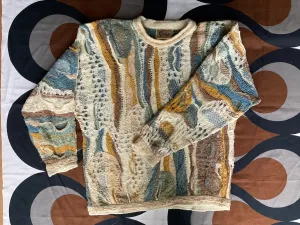 Vintage Coogi Classic 3D knitted cotton/linen jumper, Large.