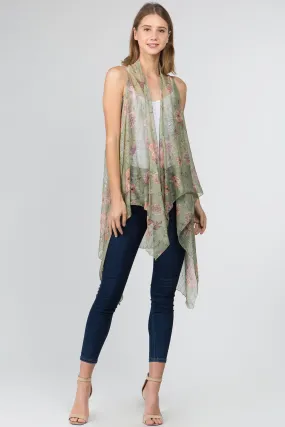 VP-9701 floral vest with hint of metallic