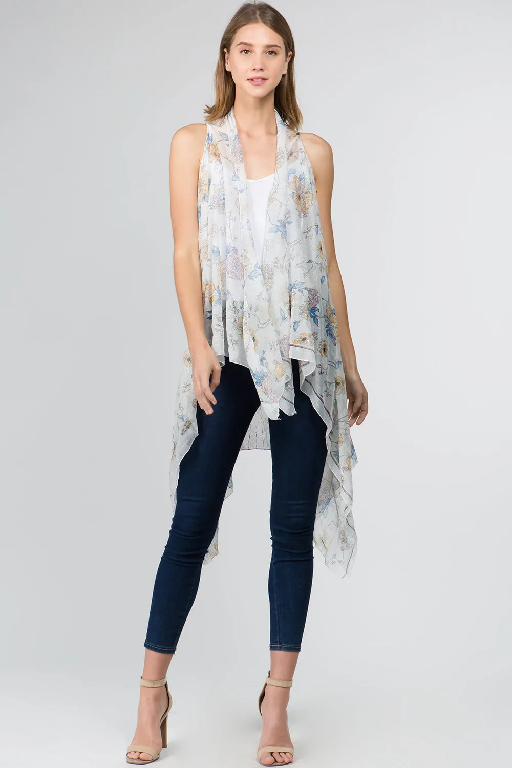 VP-9701 floral vest with hint of metallic