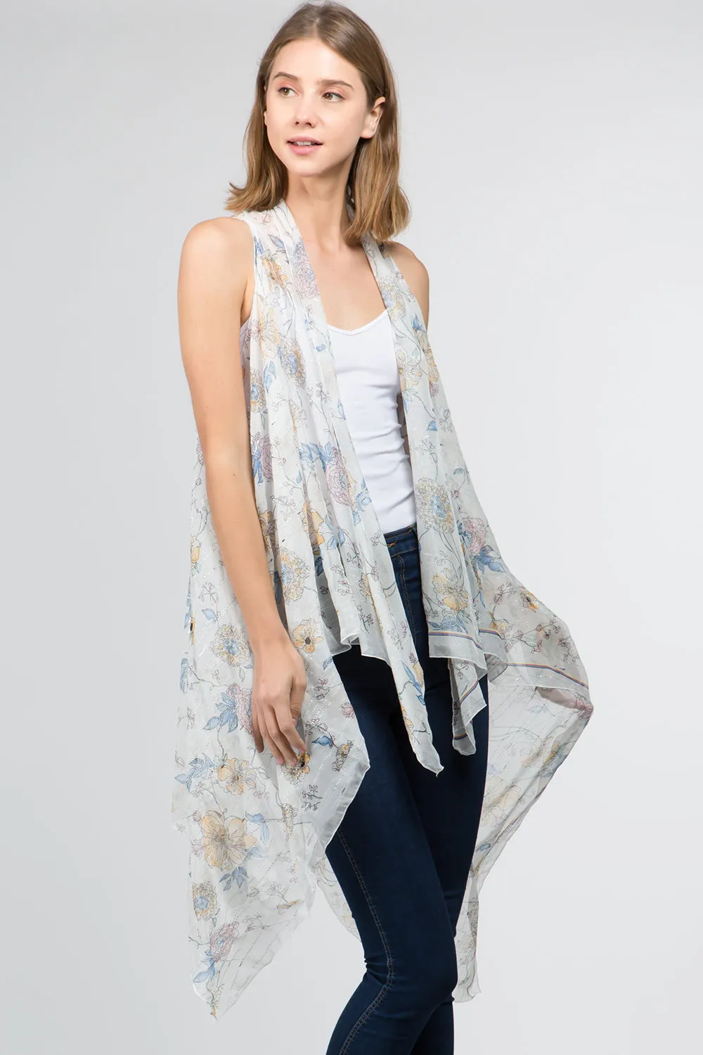 VP-9701 floral vest with hint of metallic