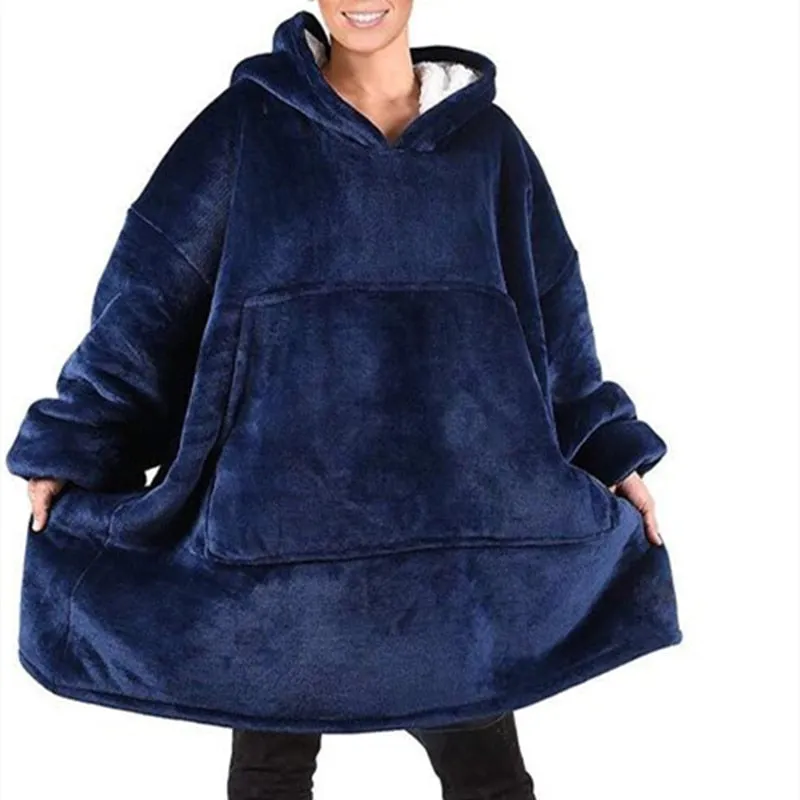 Winter Thick Comfy TV Blanket Sweatshirt Solid Warm Hooded Blanket Adults and Children Fleece Weighted Blankets for Beds Travel