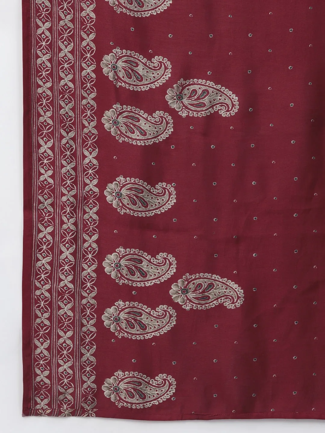 Women Maroon Silk Blend Kurta Set With Dupatta