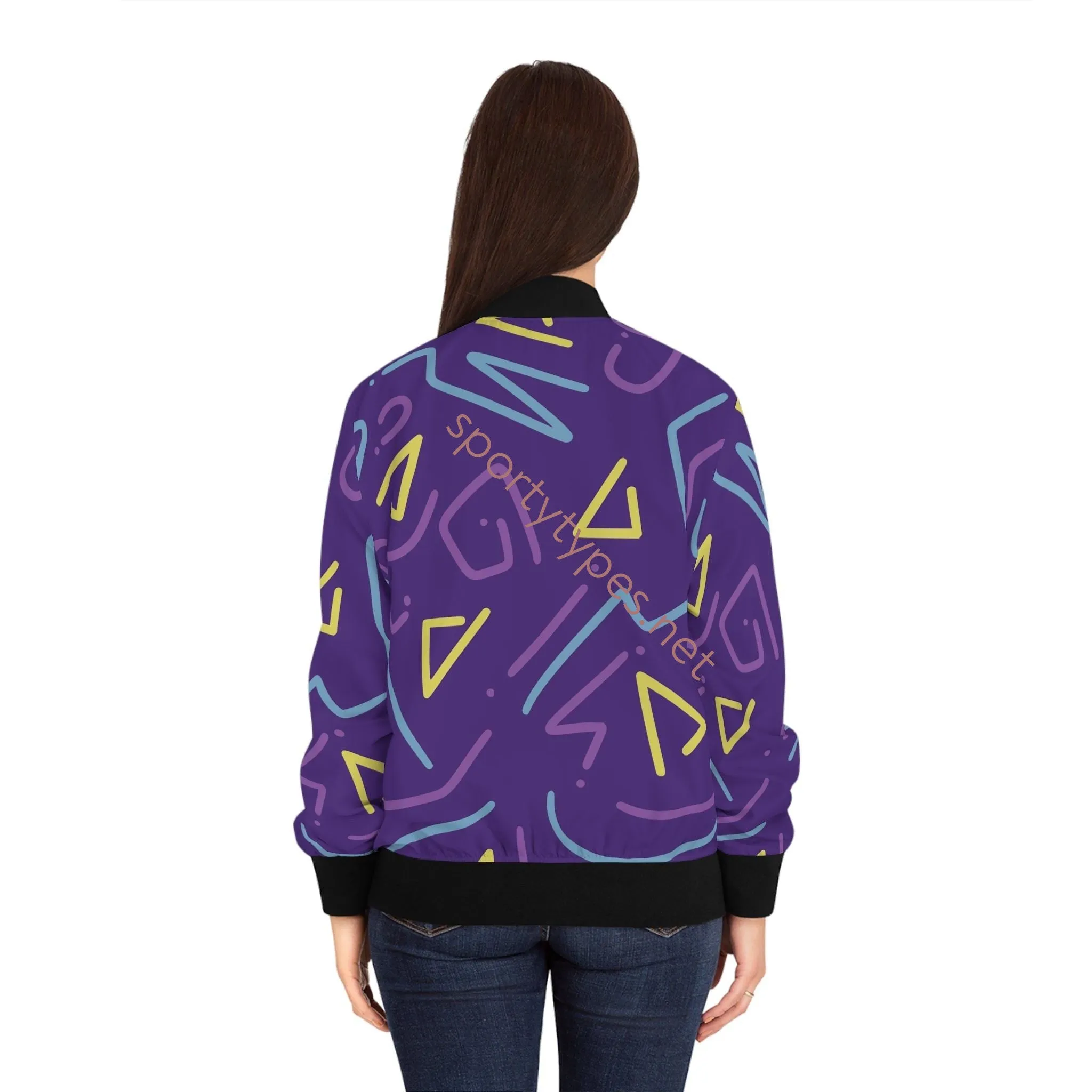 Women's Colored Geometric Bomber Jacket