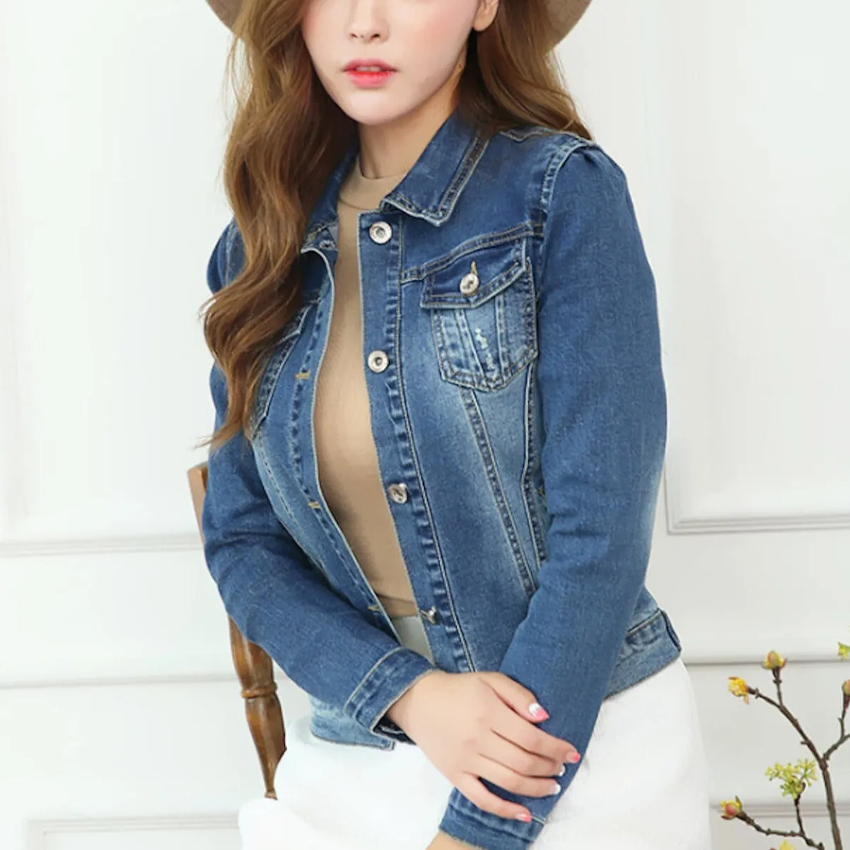 Womens Cropped Denim Jacket