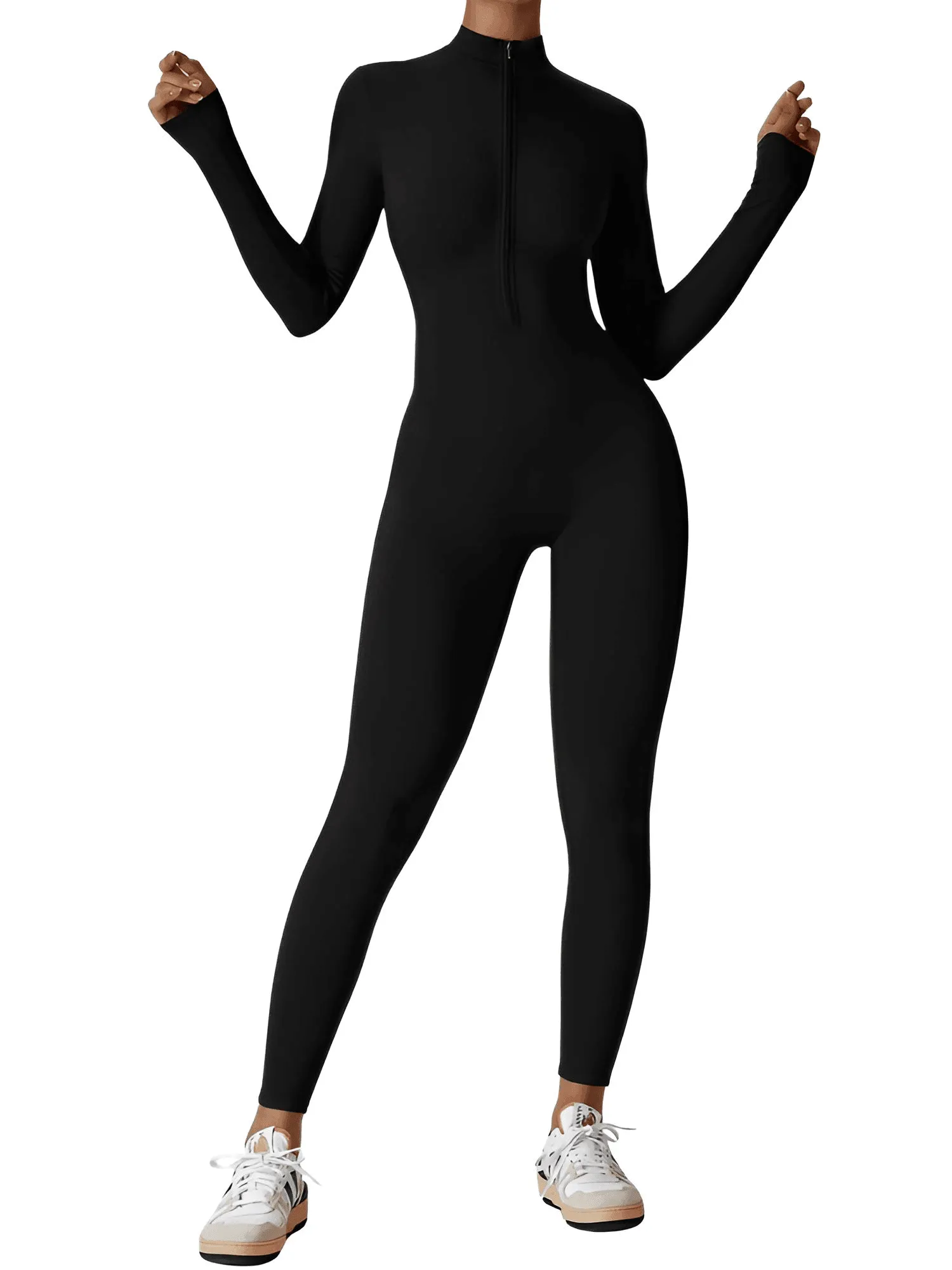 Women's One Piece Yoga Outfit Jumpsuit Leggings Long Sleeved Warm High Elastic Gym Bodysuit