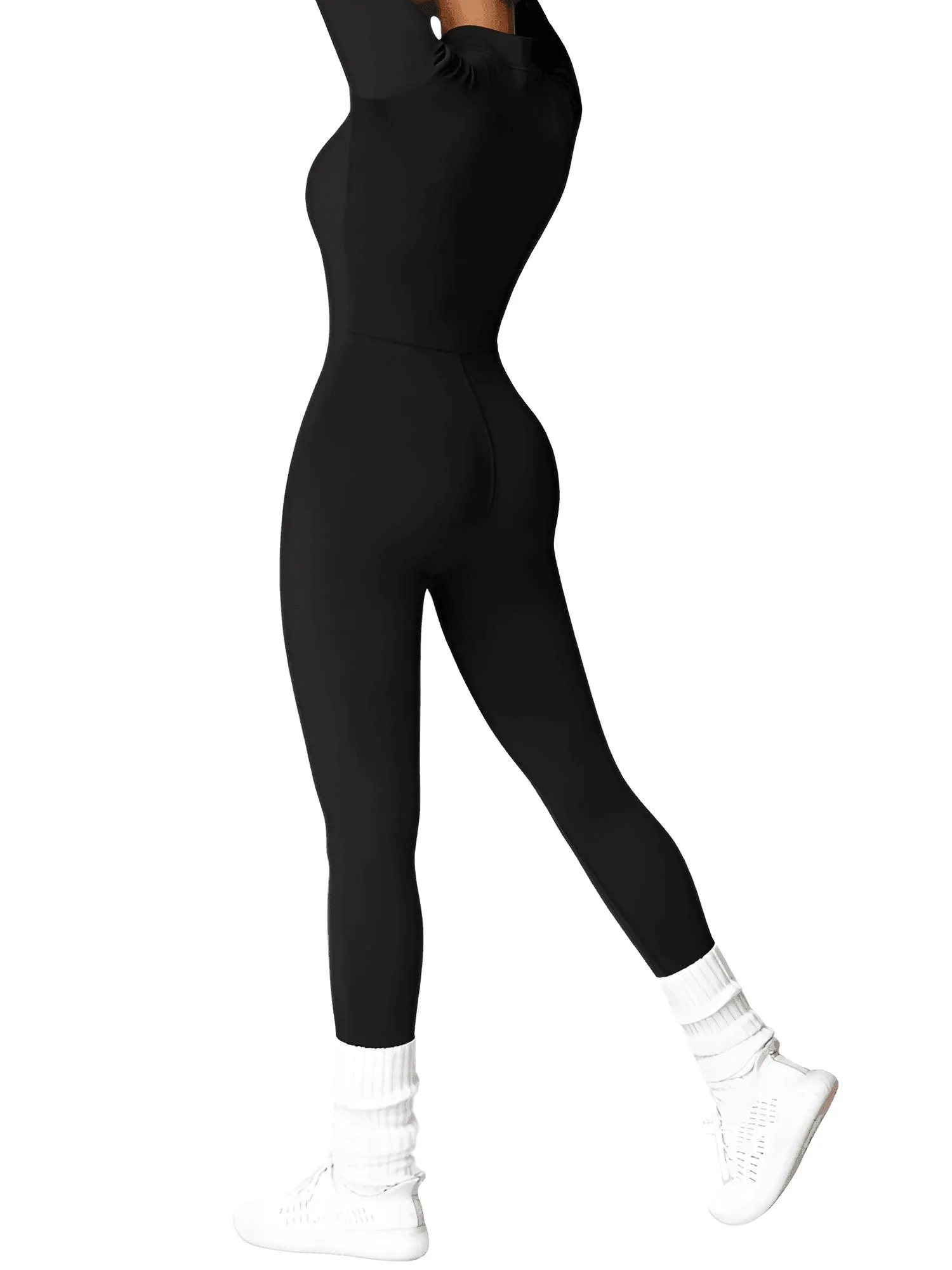 Women's One Piece Yoga Outfit Jumpsuit Leggings Long Sleeved Warm High Elastic Gym Bodysuit