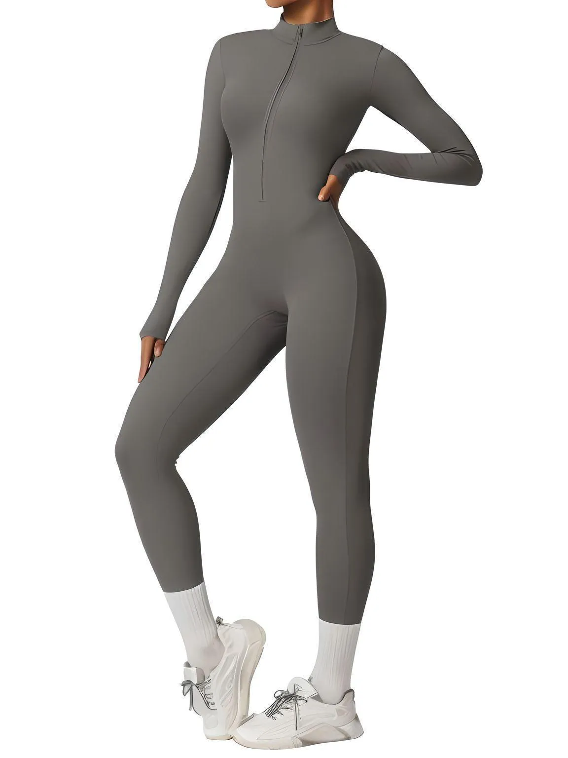 Women's One Piece Yoga Outfit Jumpsuit Leggings Long Sleeved Warm High Elastic Gym Bodysuit