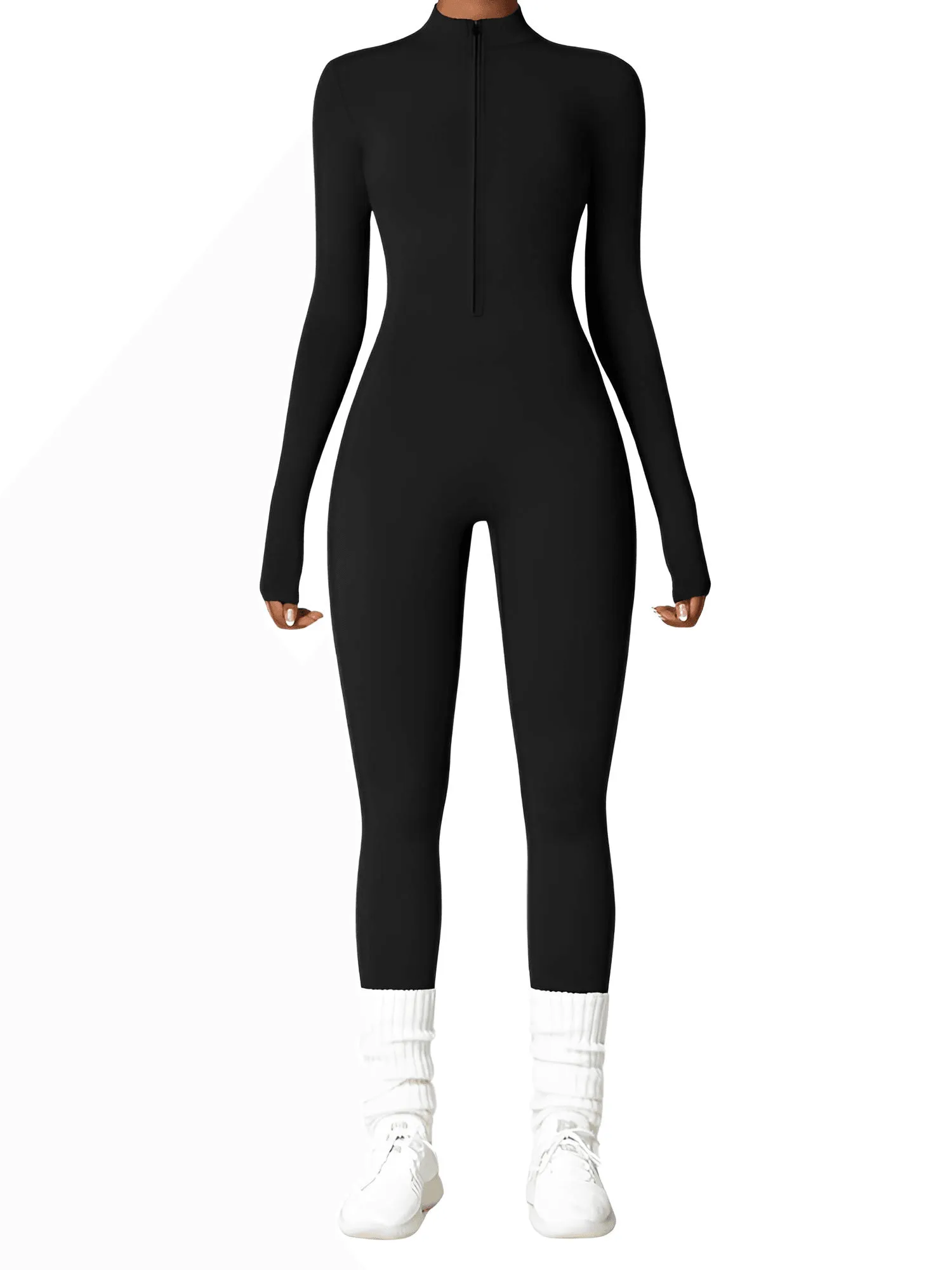 Women's One Piece Yoga Outfit Jumpsuit Leggings Long Sleeved Warm High Elastic Gym Bodysuit