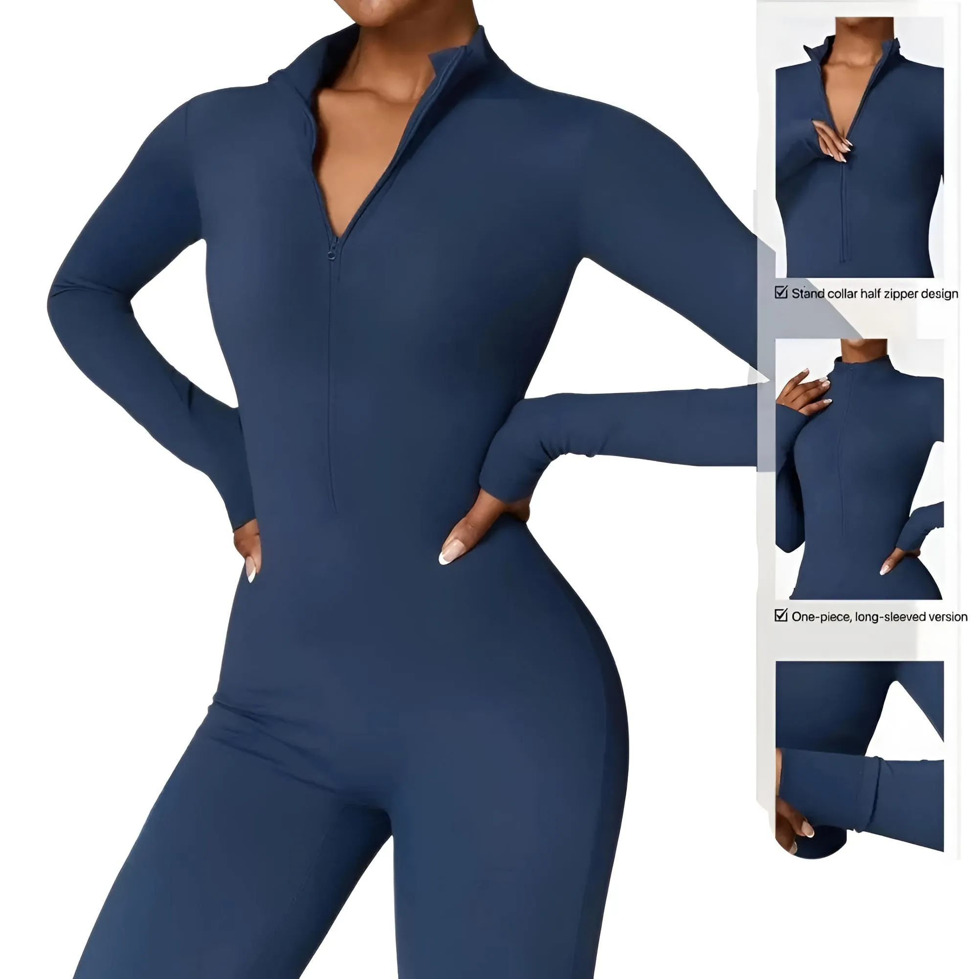 Women's One Piece Yoga Outfit Jumpsuit Leggings Long Sleeved Warm High Elastic Gym Bodysuit