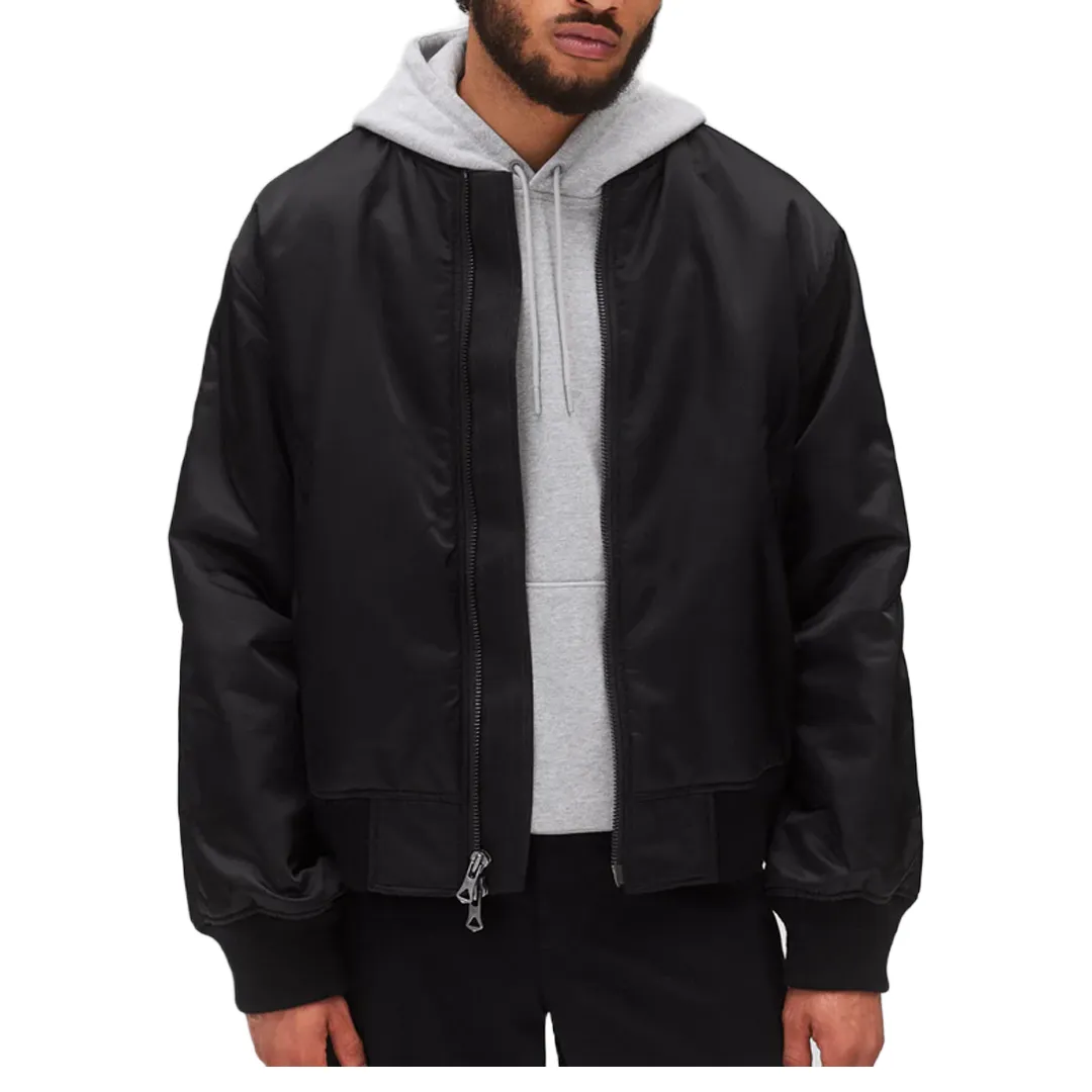 WOVEN NYLON TWILL CREW JACKET BLACK