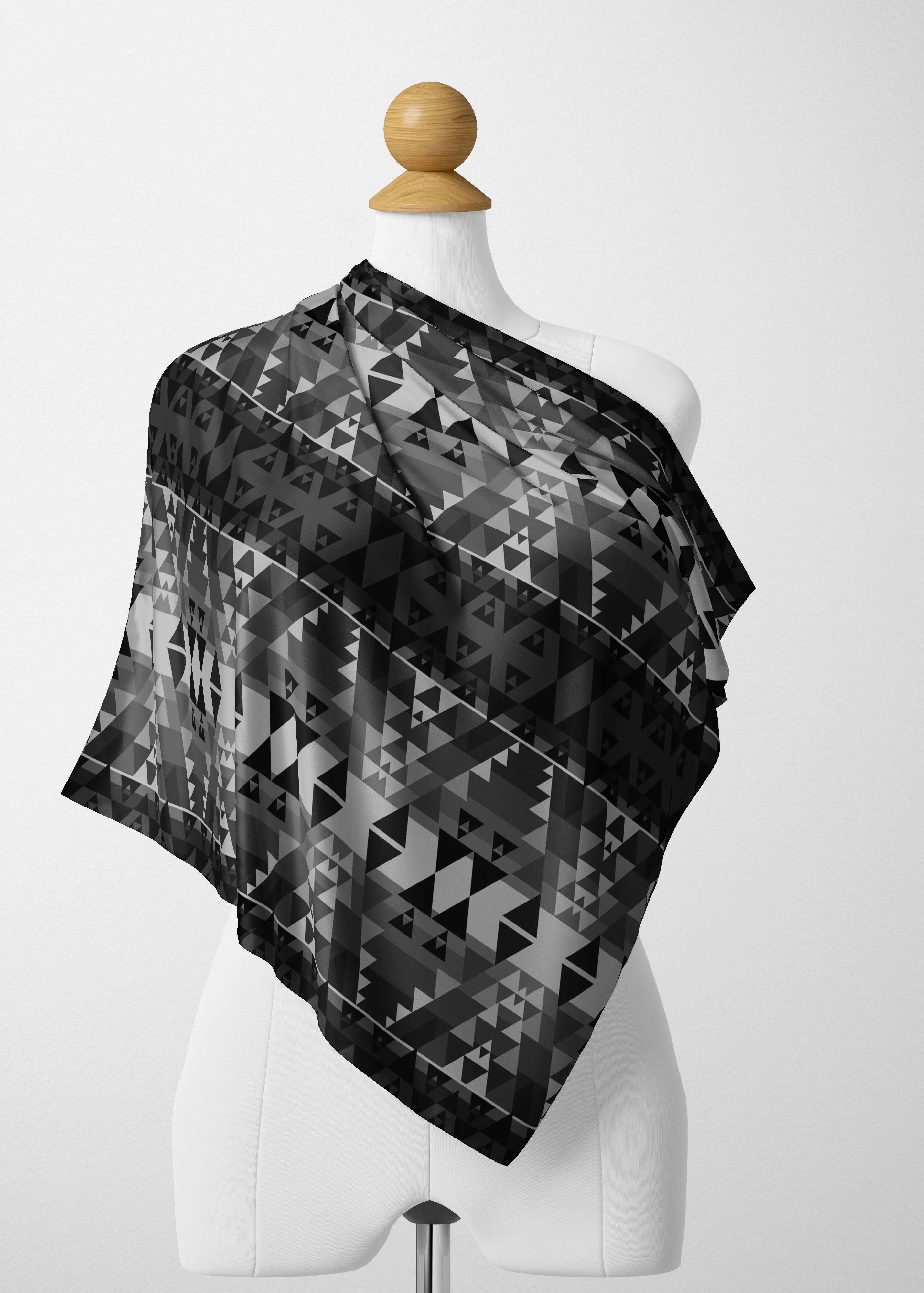 Writing on Stone Black and White Satin Shawl