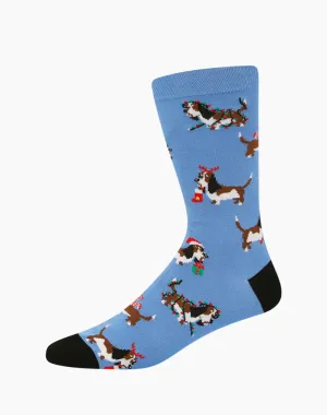 Xmas Hounds Men's Bamboo Crew Socks