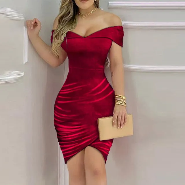 Yeknu Spring Autumn Elegant Solid Velvet Bodycon Party Dress Women Sexy Backless Slim Mini Dress Ladies Fashion Casual Dresses XL