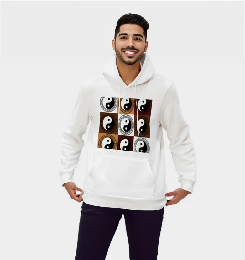 Yin & Yang White Pullover Hoodie