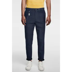 Zara Navy Plaid Skinny Chinos